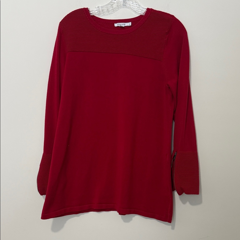 Chicos red round neck sweater. Size 1 (US size 8)